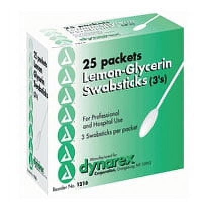 Dynarex Lemon Glycerin Swabsticks - 3/Pack, 25 Ea, 6 Pack