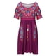 thumbnail image 4 of Vestido bohemio con escote en V para mujer, informal, estampado, manga corta, cuello, cintura, corte ajustado, hombros descubiertos Fridja  qw6971, 4 of 8