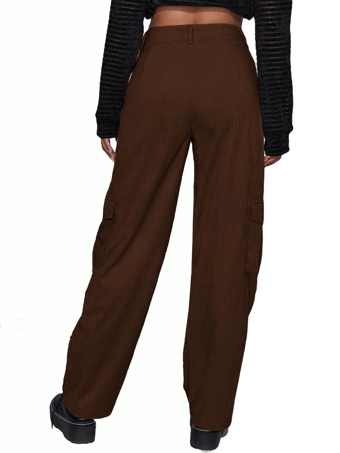 Womens Cargo Pants Pants Casual Zipper Fly High Waist Chocolate Brown XS 
