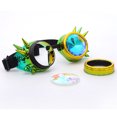 thumbnail image 3 of LELINTA Fation Rainbow Steampunk Goggles Rivet Laser Kaleidoscope Glasses Role Playing Round Glass Crystal Lens Silver Black Pink, 3 of 4
