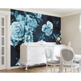 ohpopsi Blue Roses Floral Contemporary Wall Mural - Walmart.com