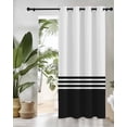 thumbnail image 3 of Modern Art Thermal Insulated Blackout Curtains for Bedroom 36 Length Black White Simple Striped Farmhouse Room Darkening Curtain 1 Panel Grommet Window Curtain Drape for Living Room Nursery Room, 3 of 7
