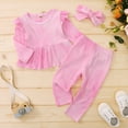 thumbnail image 3 of 18 Months Baby Girls Clothes 24 Months Girls 3PCS Outfits Tie-dye Winter Clothing Set Toddler Girls Long Sleeve Top Pants Headband Set Pink, 3 of 9