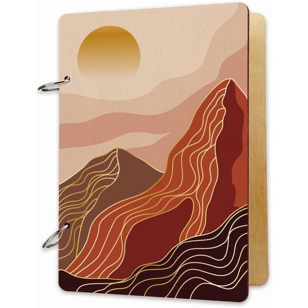 Organizador de tarjetas de felicitación Mountain Sun, carpeta de madera para guardar tarjetas de cumpleaños, álbum de fotos, planificador de bodas y graduaciones, regalos de recuerdo para vacaciones.