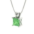 thumbnail image 2 of Clara Pucci 18K White Solid Hypoallergenic Gold 1Ct Green Zircon Princess Cut Solitaire Designer Necklace Pendant For April, 2 of 6