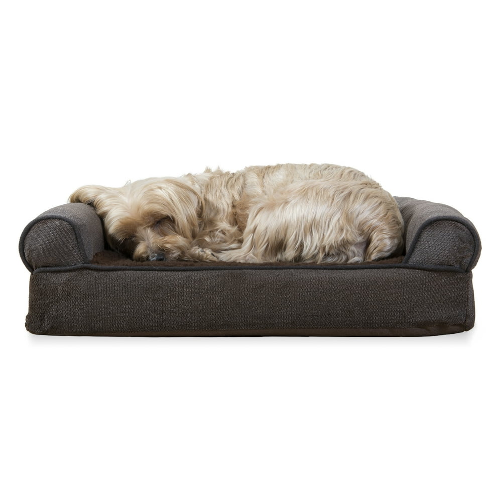 FurHaven Pet Dog Bed Orthopedic Faux Fleece & Chenille SofaStyle