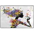 thumbnail image 4 of SKYSONIC Girl Flowers Butterflies Non-Slip Area Rug, Spring Valentine's Day Floor Carpet Comfort Floor Mats Decor for Indoor Front Porch,Living Room, Bedroom,Kitchen,72"x48", 4 of 5