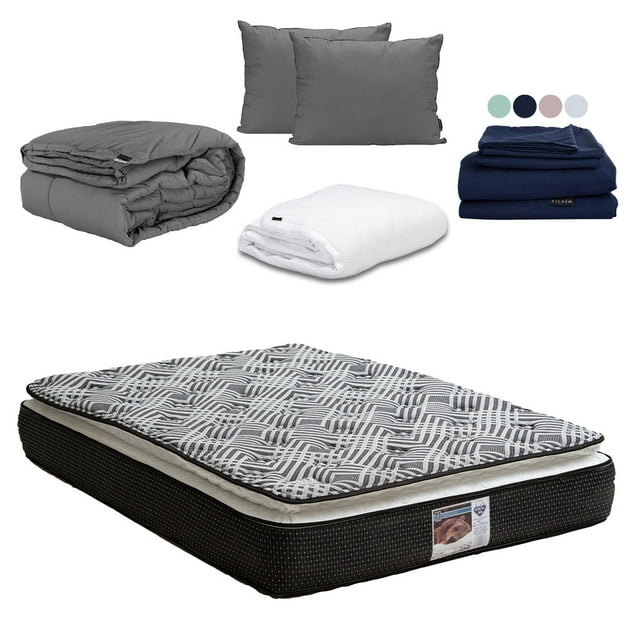 Colchón Matrimonial Omega + Almohada 2Pack + Protector Cloud + Sabanas Softy + Edredón Homy