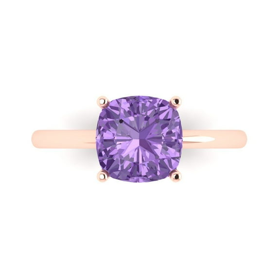 Solitaire Engagement Ring for Women - 2.5ct Simulated Alexandrite in 18K Rose Gold Promise Ring