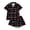 A-Black78, variant on Bobifish Toddler Girls Sleep Sets Halloween Print Lapel Button Down Short Sleeve Tops&Shorts PJS Children Girls Home Clothes
