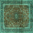 thumbnail image 1 of Ahgly Company Machine Washable Indoor Square Persian Turquoise Blue Traditional Area Rugs, 7' Square, 1 of 4