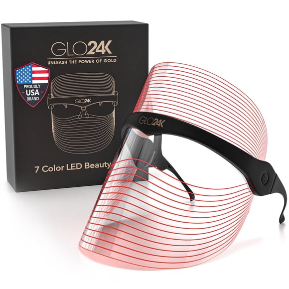 Mascarilla Facial GLO24K Terapia de Luz Roja con 7 Modos de Color