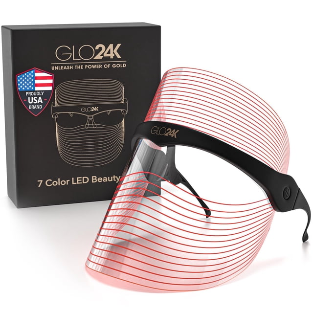 Mascarilla Facial GLO24K Terapia de Luz Roja con 7 Modos de Color