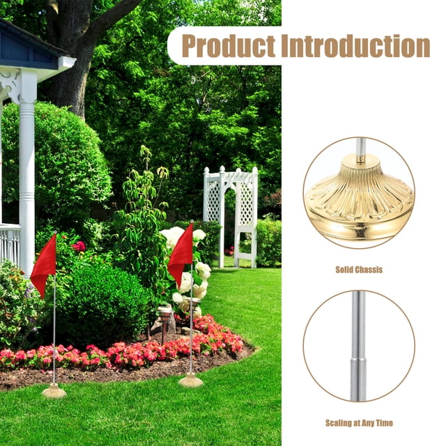 WRITWAA Flag Pole Stand Table Flag Pole Holder Golden Metal 1Pcs Minimalist Design for Adults