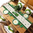 thumbnail image 4 of St Patrick''s Day Shamrock Truck Table Runners 71 inches Long, Lucky Clover Cotton Linens Table Cloth Dresser Scarves for Parties Wedding, Coffee/Dinning Table Runner, Home Decorations, 4 of 6