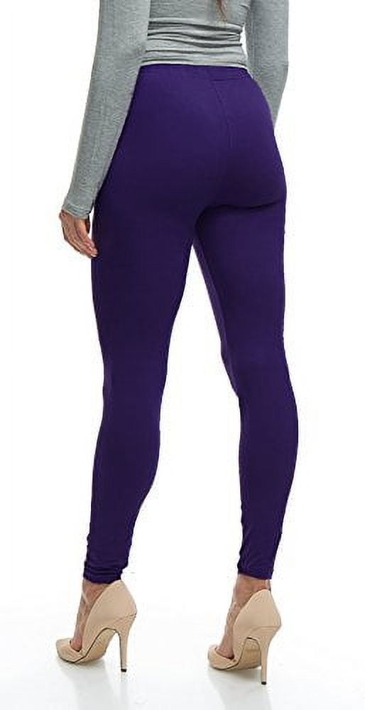 LMB Lush Moda Women's Leggings Basic Polyester - Extra Buttery Soft with  Slimming Fit for Casual Wear, Lounging, Yoga, Exercise and Layering - Many  Colors - Deep Purple (XS - XL) 