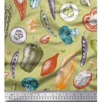 Soimoi Beige Cotton Duck Fabric Mixed Vegetable Decor Fabric Printed Yard 42 Inch Wide