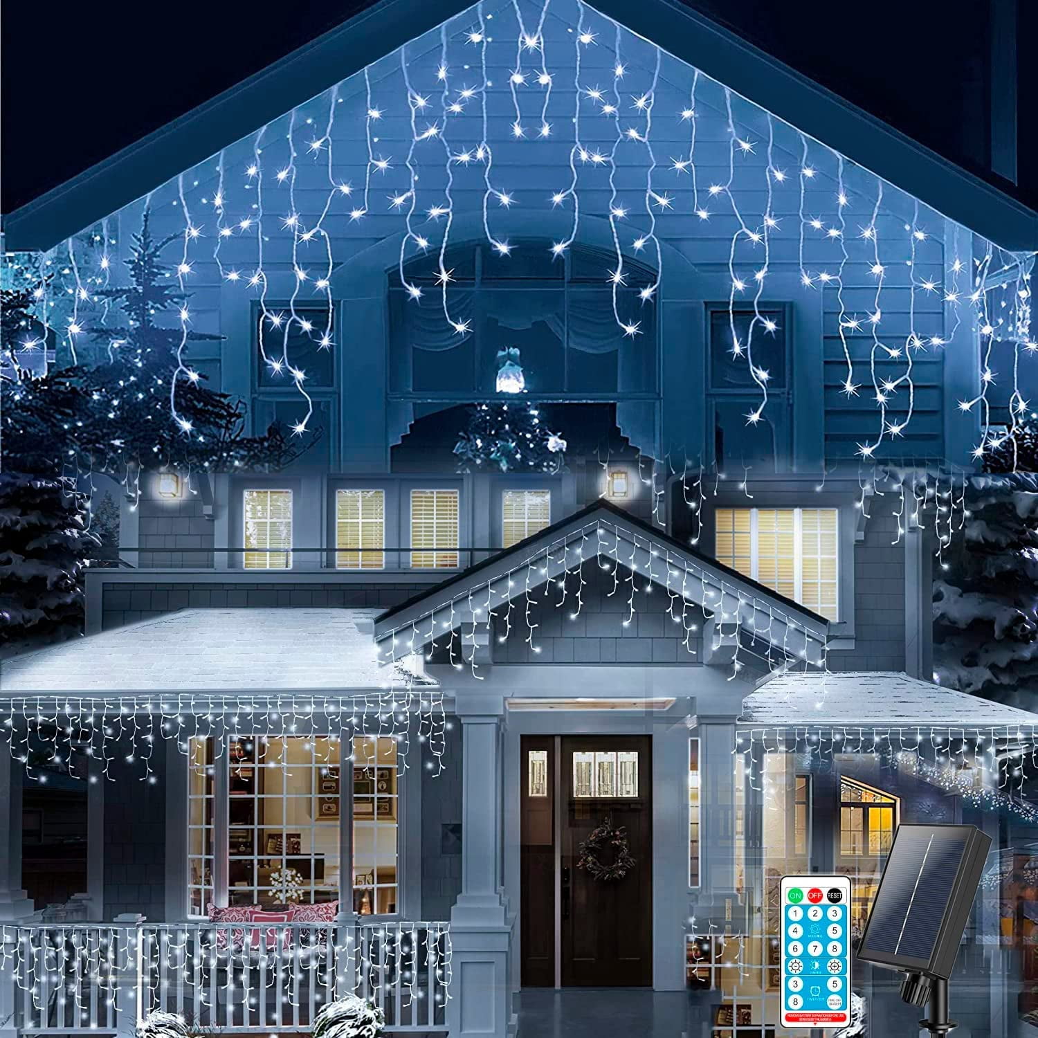 Solar LED Hangng ccle Curtan Strng Lghts Outdoor Xmas Weddng