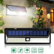 Litom 118LED Human Body Sensor Waterproof Solar Wall Lamp Garden Light, with 1000LM Super Bright, for Home Security, Garden, Patio, Path, Back Yard, 1 PACK