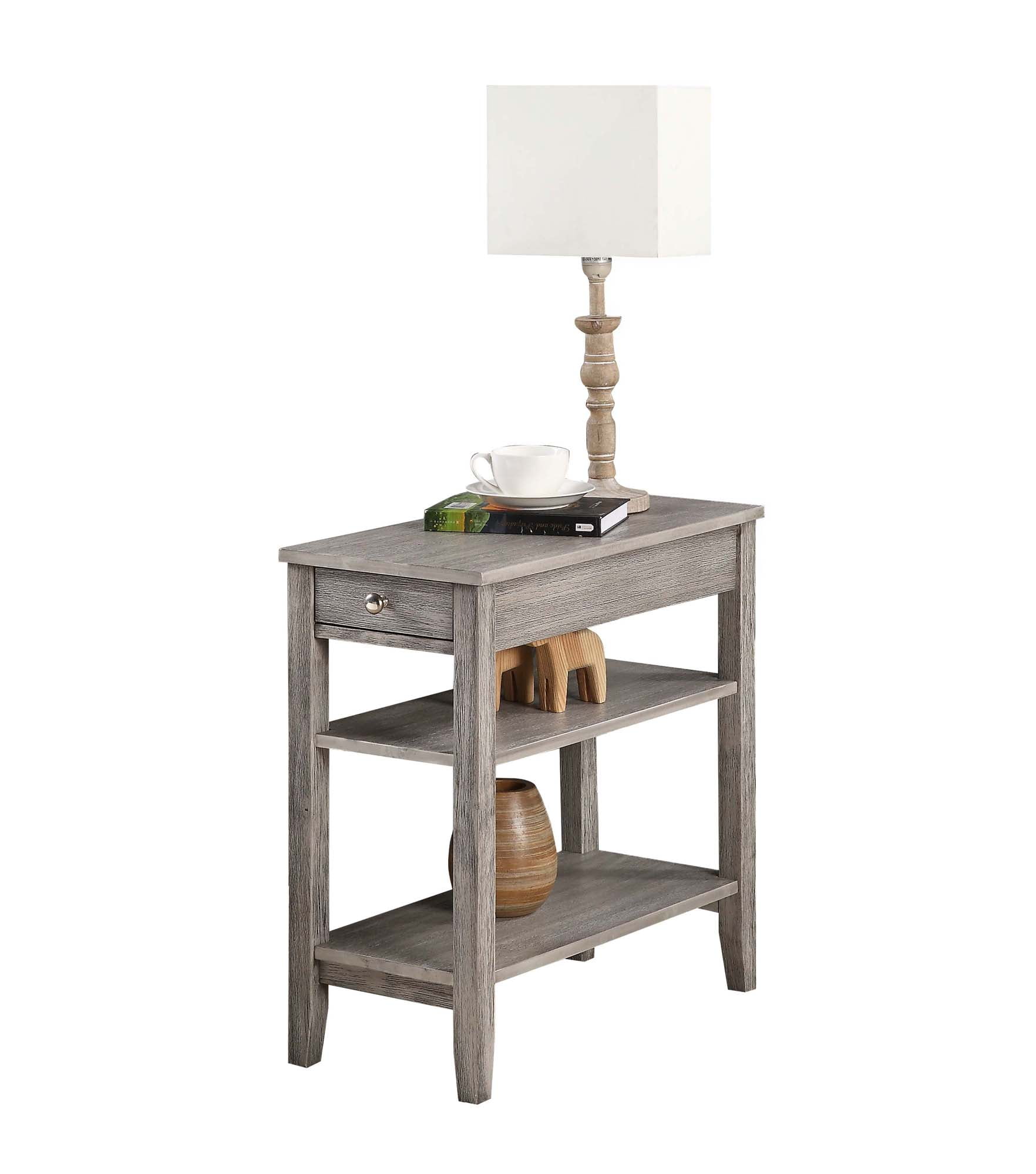 Convenience Concepts American Heritage Three Tier End Table with Drawer