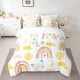 thumbnail image 2 of Homewish Watercolor Rainbow Child Bedding Comforter Set 7-Piece, Gold Cloud Sun Moon King Bedding Sets, Kawaii Cartoon Butterfly Reversible Bed Sheets, Breathable Home Decor, 2 of 7