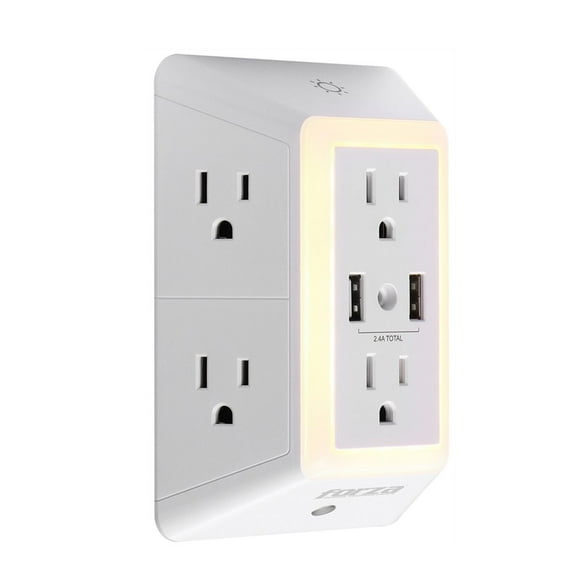 Tomacorriente Supresor De Picos 6 Contactos + 2 USB 2.4a Con Iluminacion