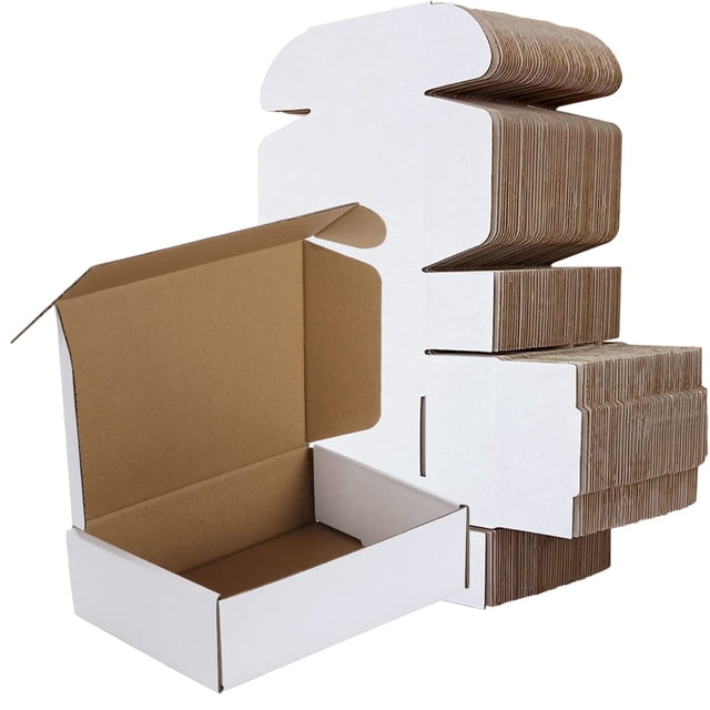 Cajas de envío RLAVBL, juego de 50 unidades, 7 x 5 x 2 pulgadas, cartulina blanca