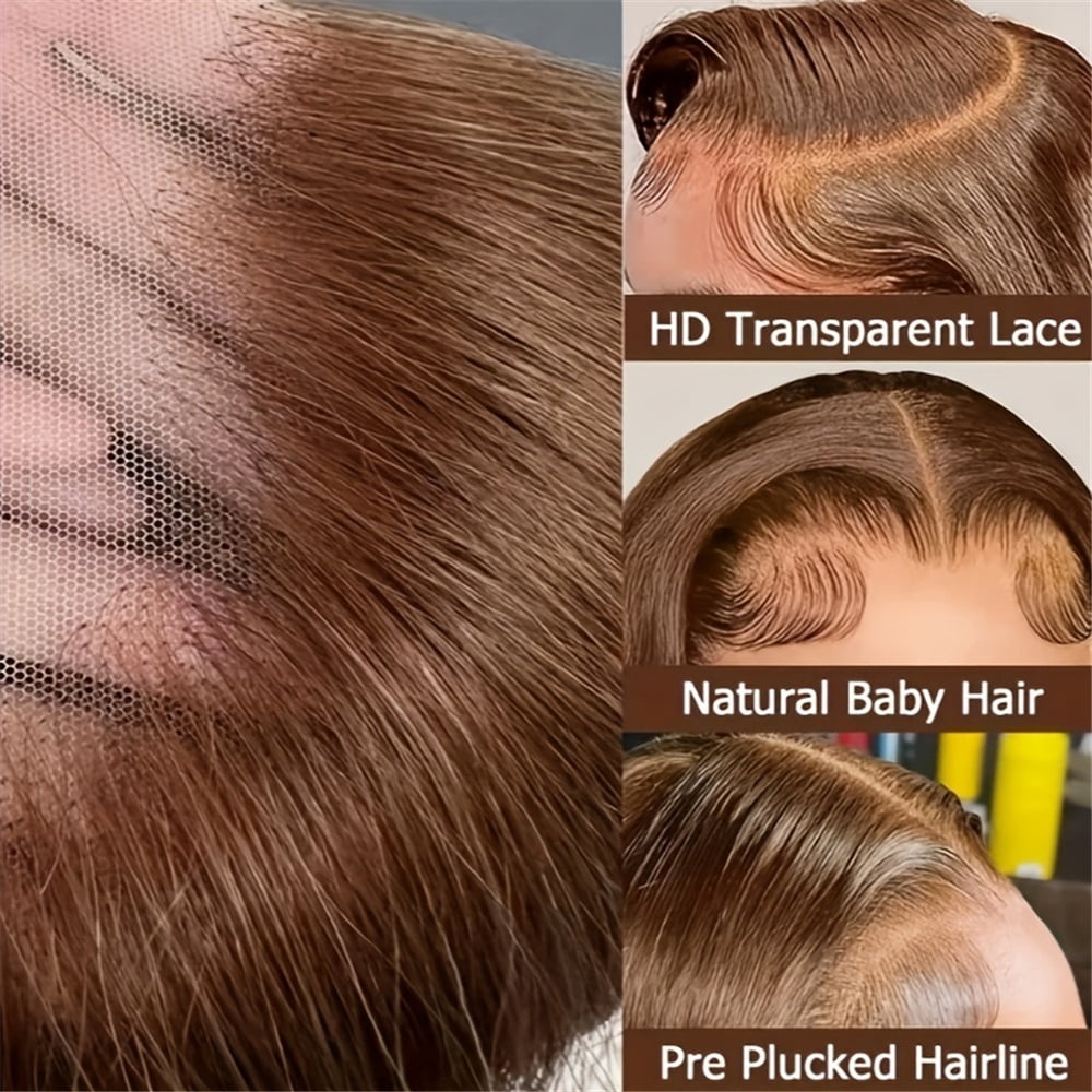 Short Bob Wigs Human Hair 13x4 Lace Wigs 180% Density 4# Straight Transparent Lace Frontal Wig