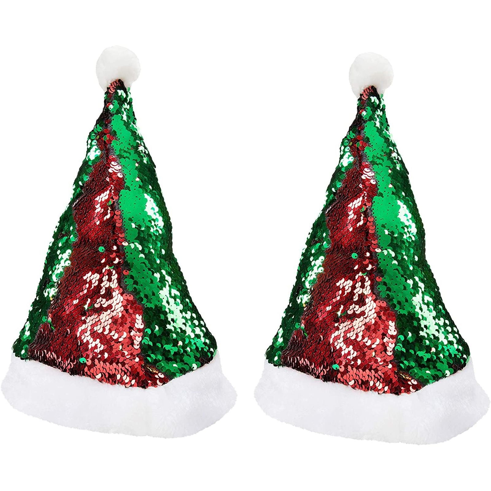 Adult Xmas Festive Fancy Beautiful Cap Christmas Reversible Sequin Santa Hat