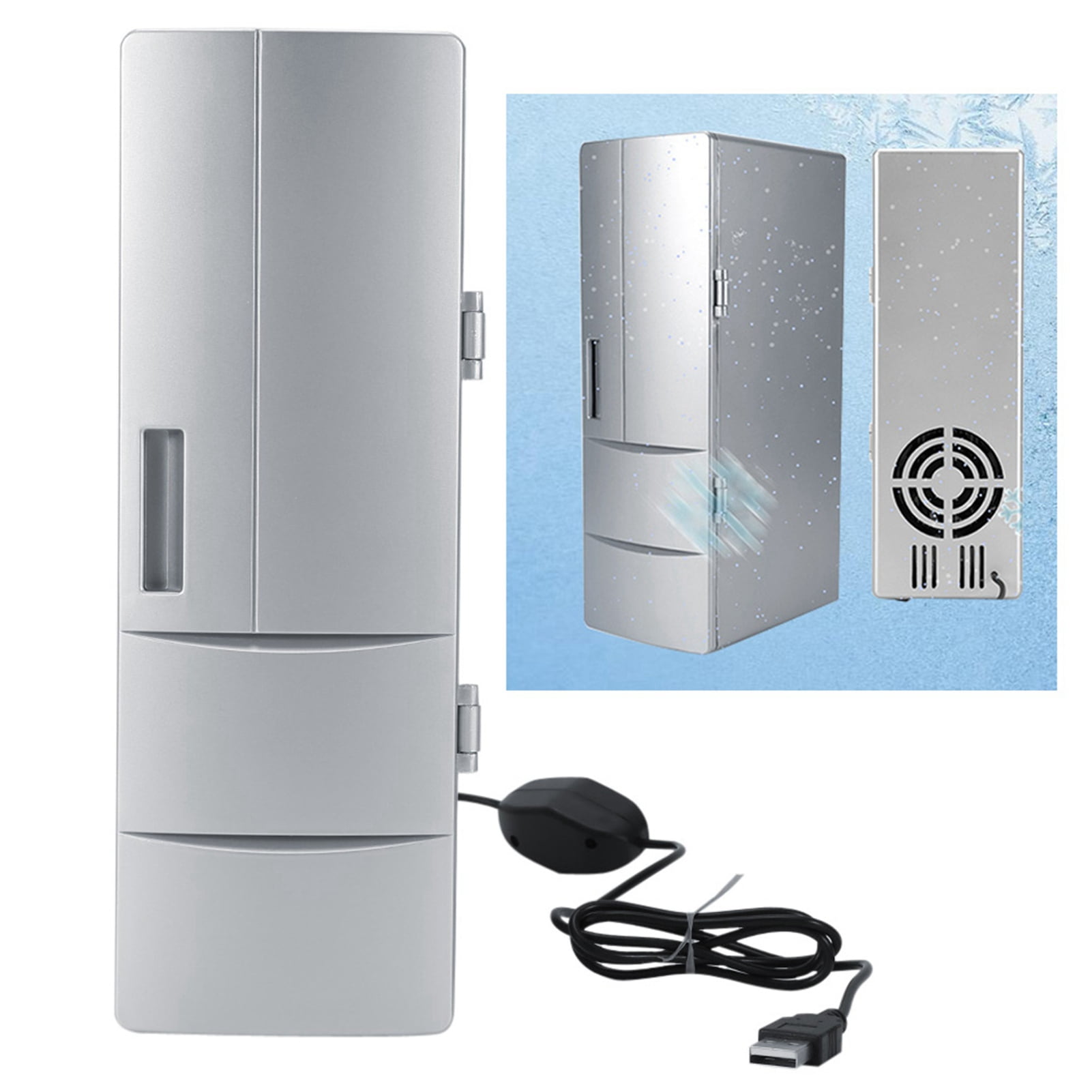 BIMZUC Mini USB Fridge Freezer 2-in-1 Portable Beverage Cooler and Warmer for Car Office Home, 3.3 x 4.7 x 9.8 inches / 8.5 x 12 x 25 cm