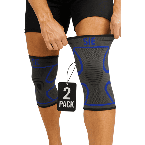 Special Essentials 2 Pack Knee Braces for Men and Women - Compression Sleeves for Pain Relief, Support for Meniscus Tears, ACL, and Arthritis - Effective for Gym and Weightlifting