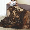 thumbnail image 6 of Honeii Western Skull Cowboy Print Fleece Blanket - Throw Blanket for Bed, Sofa, Couch, Camping, and Travel , Microplush Ultra Soft Warm Blanket-40"x30", 6 of 7