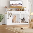 thumbnail image 3 of Homfa 59'' Large Double Dog Crate Furniture with 3 Drawers and Side Cabinet & Shelf, Indoor Wooden Dog Kennel with Removable Divider for 2 Medium or Large Dogs, White, 3 of 8