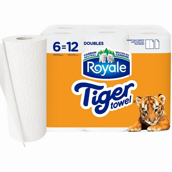 Tiger Strong Paper Towel, 6 Equal 12 Rolls, 98 Sheets per Roll