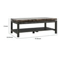 thumbnail image 5 of 47 Inch Modern Coffee Table, Faux Marble Top, Open Bottom Shelf, Black- Saltoro Sherpi, 5 of 6
