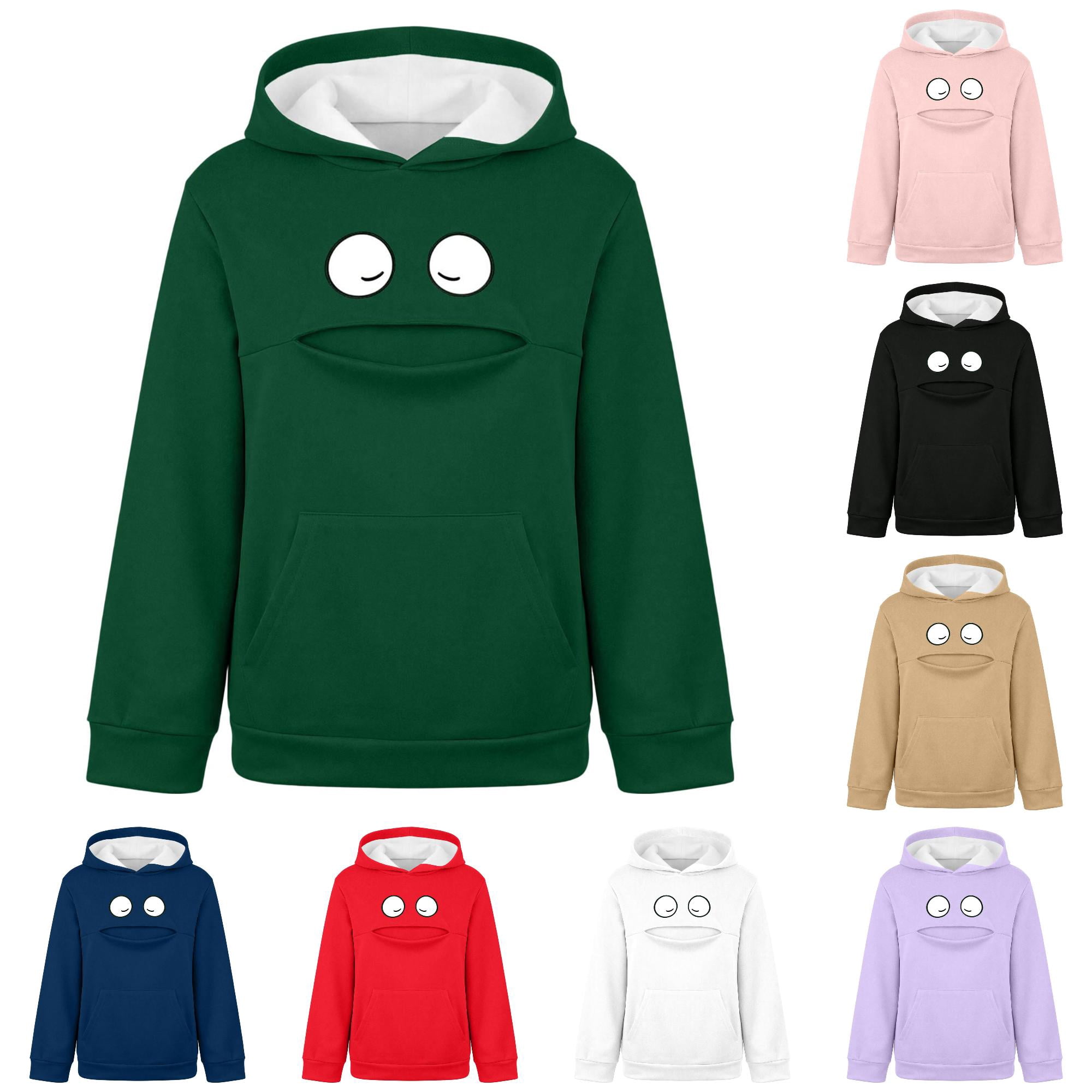 Krdevn Kids Pet Pouch Hoodie Sweatshirt with Chest Opening for Kittens Puppies Cozy Lined Pullover for Outdoor Strolls Playdates 3-4 Years