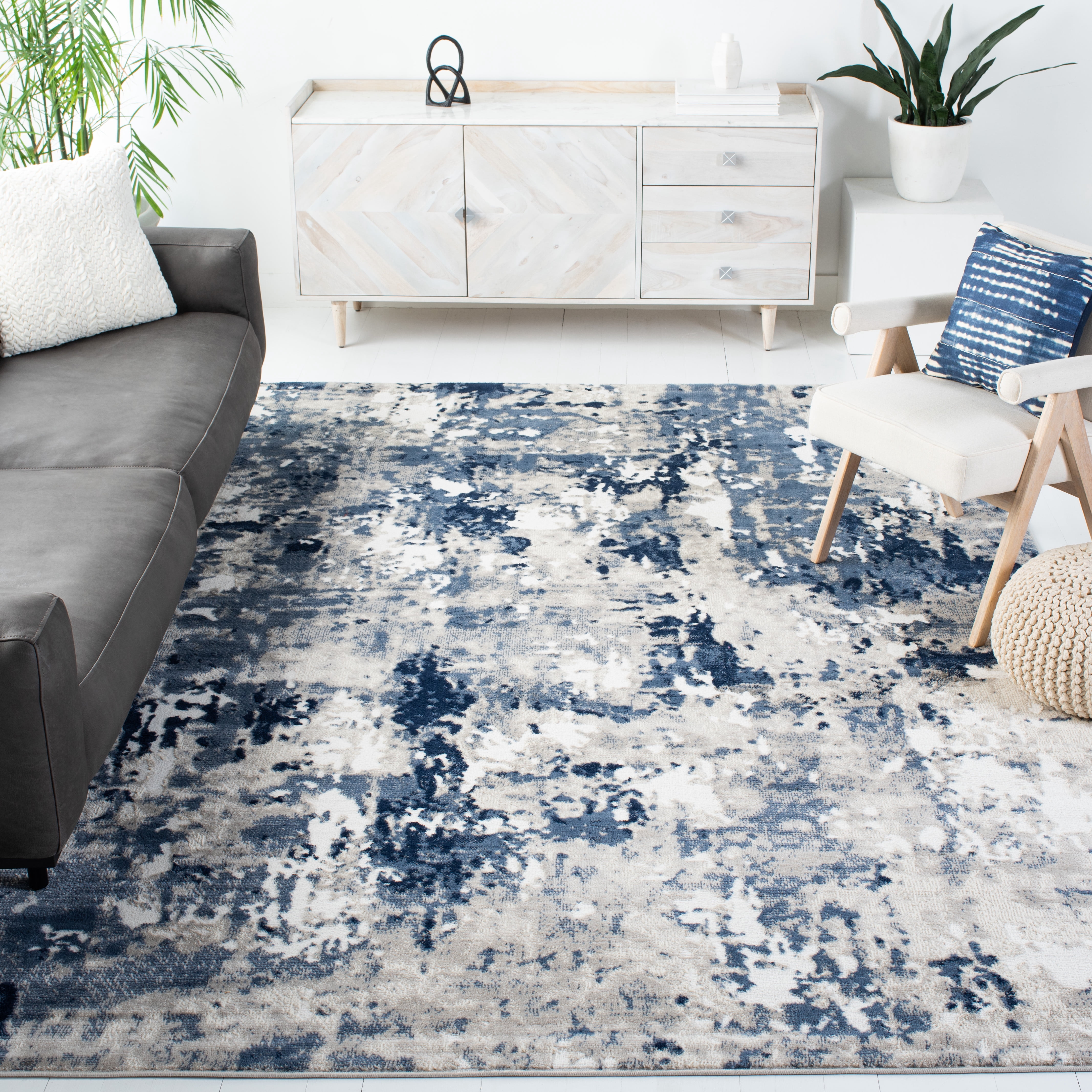 SAFAVIEH Skyler Jacques Distressed Area Rug, Grey/Navy, 9' x 12'