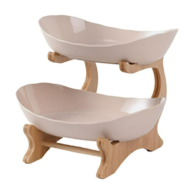 Bandeja decorativa para servir aperitivos y postres para mesas de cafeterías y restaurantes. 2 capas