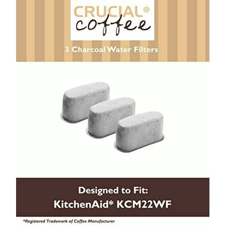 3 kitchenaid charcoal coffee filters fit kcm222 & kcm223 water filter pod & coffee makers, compare to part # kcm22wf, designed & engineered by crucial