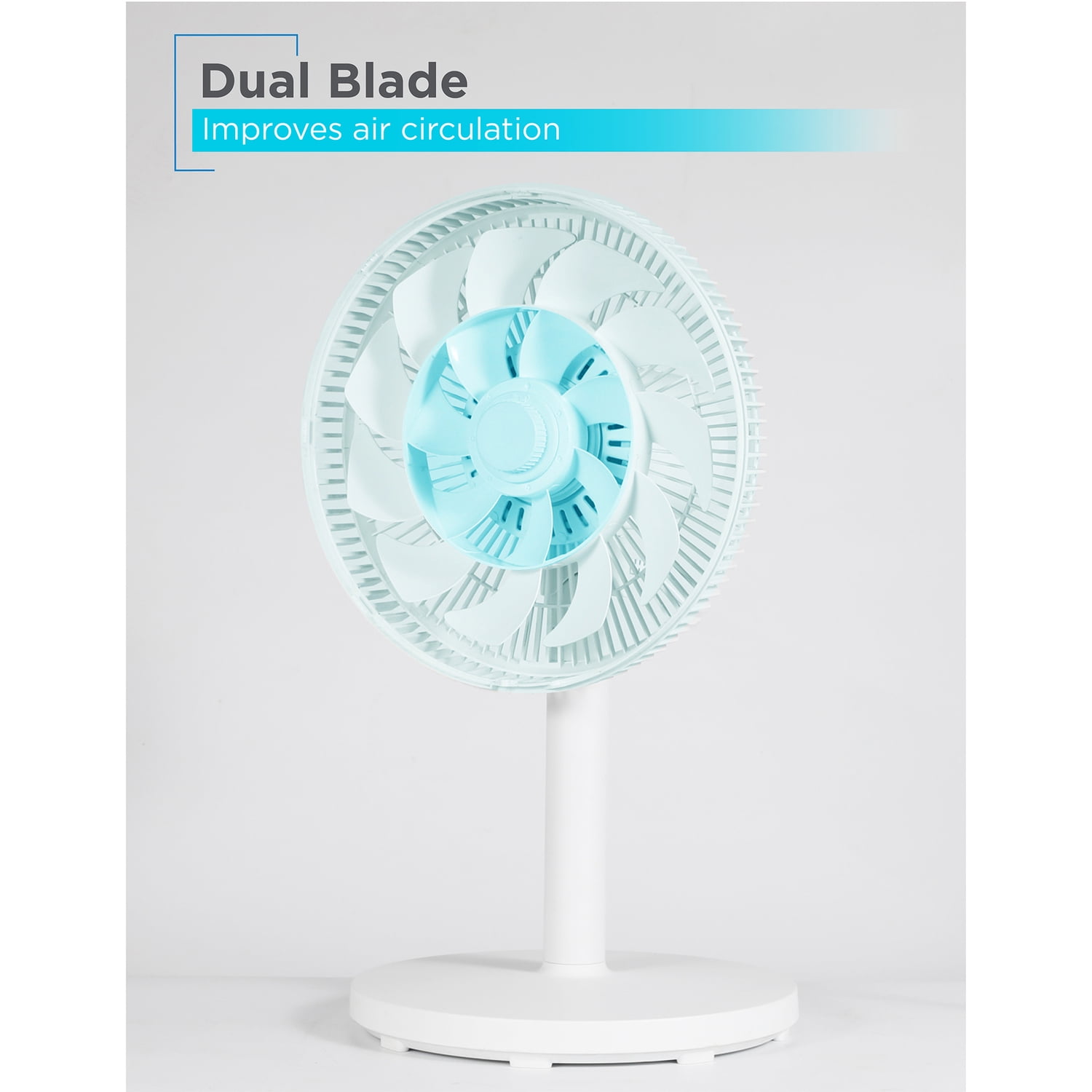 BLACK+DECKER BFDTD12VW 12-In. 3-Speed Oscillating Portable Dual-Blade Table Fan with Remote, White
