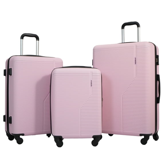 Travelhouse 3-Piece Hardside Luggage Set - Lightweight Spinner Suitcase with TSA Lock (20in/24in/28in),Pink