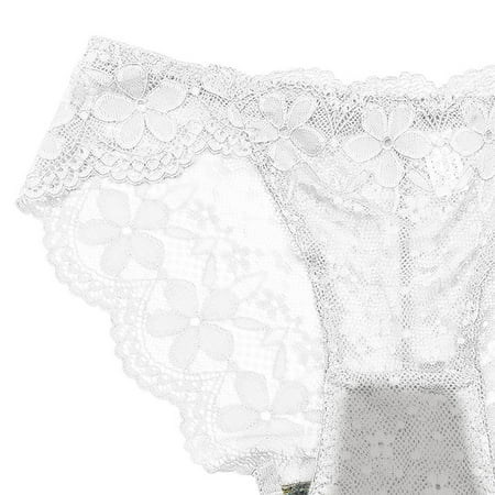 

Aayomet Women Panties Lace Women Sexy Transparent Underwear Seamless Lace Panties Thong BowHollow Out Underpants Female String Tanga White One Size