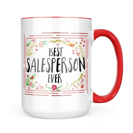 

Neonblond Happy Floral Border Salesperson Mug gift for Coffee Tea lovers