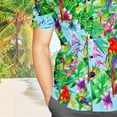 thumbnail image 4 of Camisa Blusa casual de moda con botones de manga corta con solapa con estampado floral para verano, 4 of 5