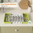 thumbnail image 4 of Lifewit Silverware Drawer Organizer, Expandable Utensil Tray for Kitchen, BPA Free Flatware and Cutlery Holder, Adjustable Plastic Storage for Spoons Forks Knives, Large, Green&White, 4 of 10