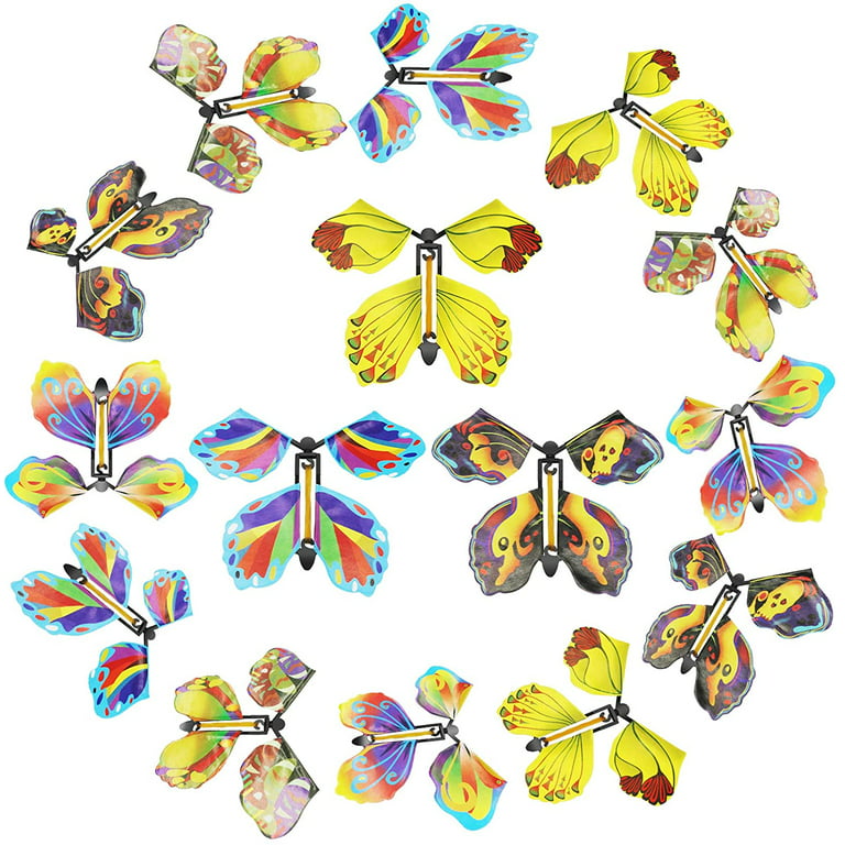 24 Packs Magic Flying Butterfly Card Surprise Wind Up in The Book Rubber  Band