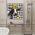 thumbnail image 5 of Farm Cow Framed Canvas Wall Art, Sunflower Black Plaid Watercolor Country Style Wall Art Painting for Living Room Bedroom Home Decor, 24”x24”, Office Artwork Print, 5 of 9