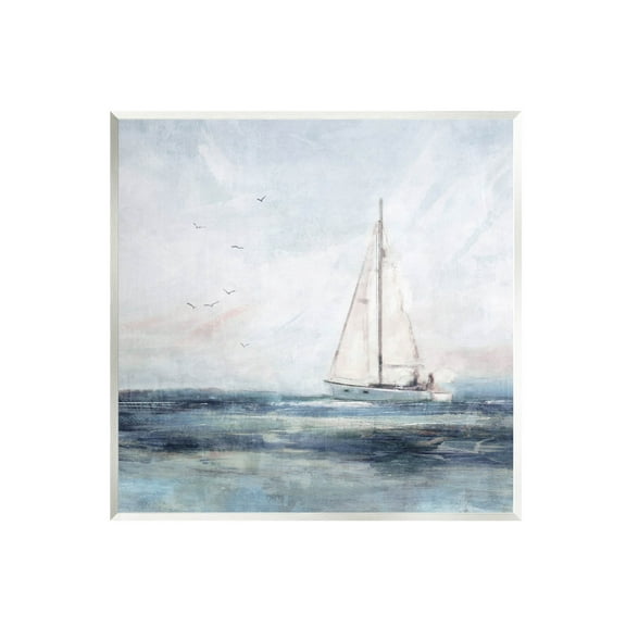 Stupell Industries Nautical Sailboat Soaring Ocean Birds Painting Unframed Art Print Wall Art, Design by Nina Blue