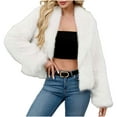 thumbnail image 3 of Wiyuqeen Womens Winter Coats Trendy Long Sleeve Furry Faux Fur Jackets Open Front Lapel Warm Fall Crop Outwear with Pockets, 3 of 9