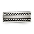 thumbnail image 3 of Stainless Steel Antiqued and Brushed with CZ Twisted 9.00mm Band, 3 of 8